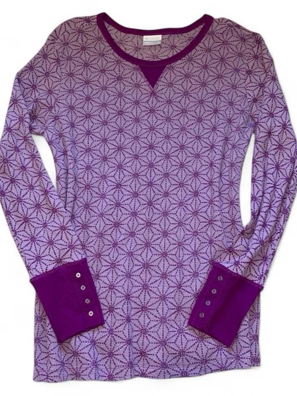 Women’s Columbia Purple Long Sleeve waffle Thermal Shirt With Button Detail